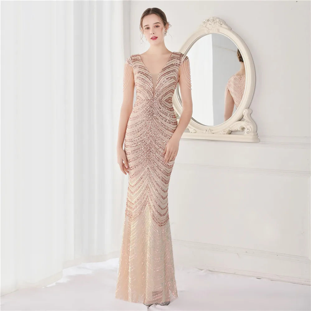 Beaded Mermaid Formal Evening Dress