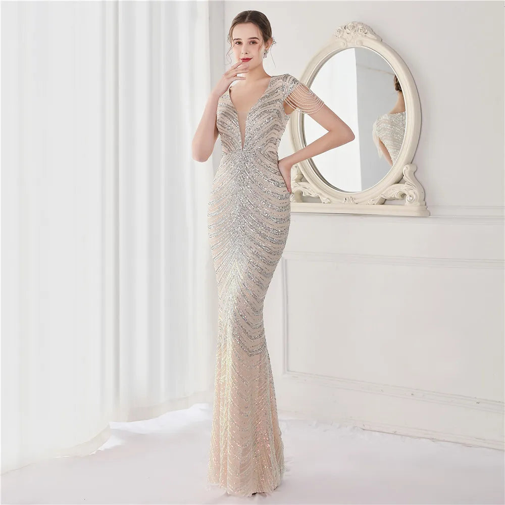 Beaded Mermaid Formal Evening Dress