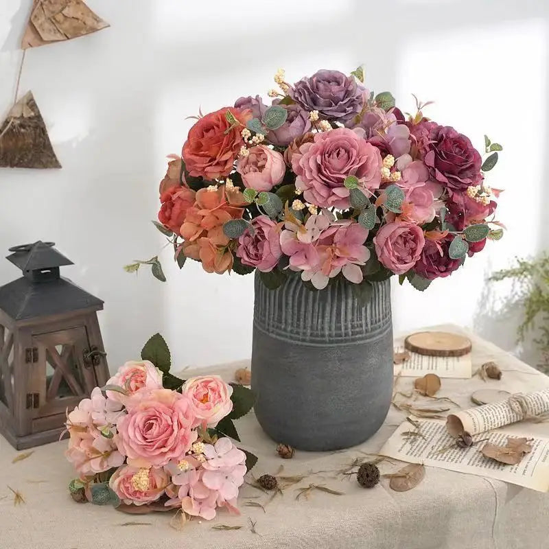 Vintage Silk Peony Bouquet