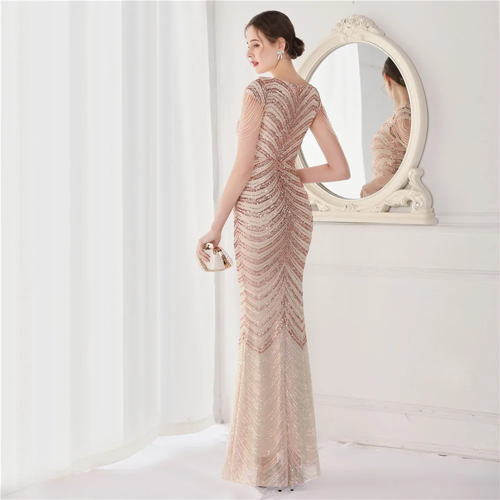 Beaded Mermaid Formal Evening Dress