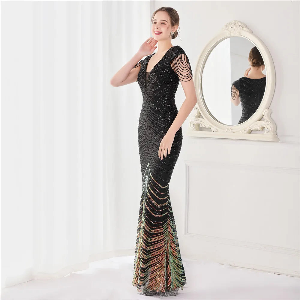 Beaded Mermaid Formal Evening Dress