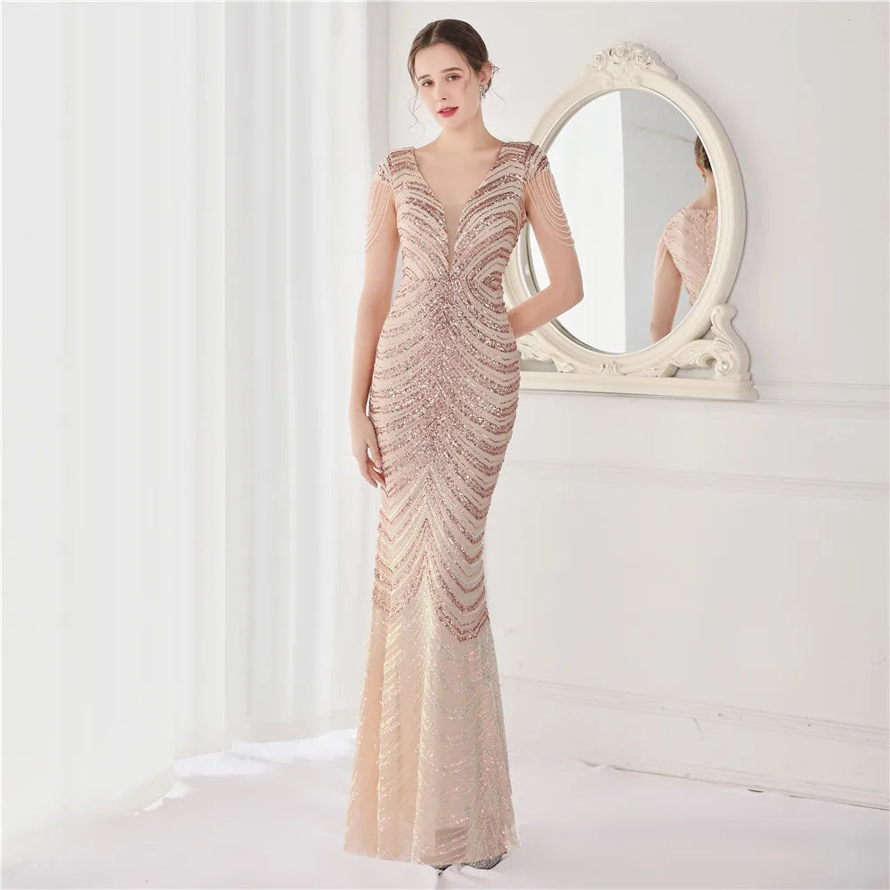Beaded Mermaid Formal Evening Dress
