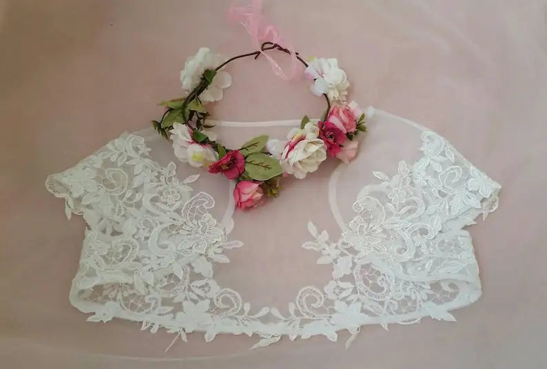 White Lace Wedding Bolero Cap Sleeves Appliques Bridal Shrug Summer Women Capes for Dress Party Stoles Mariage