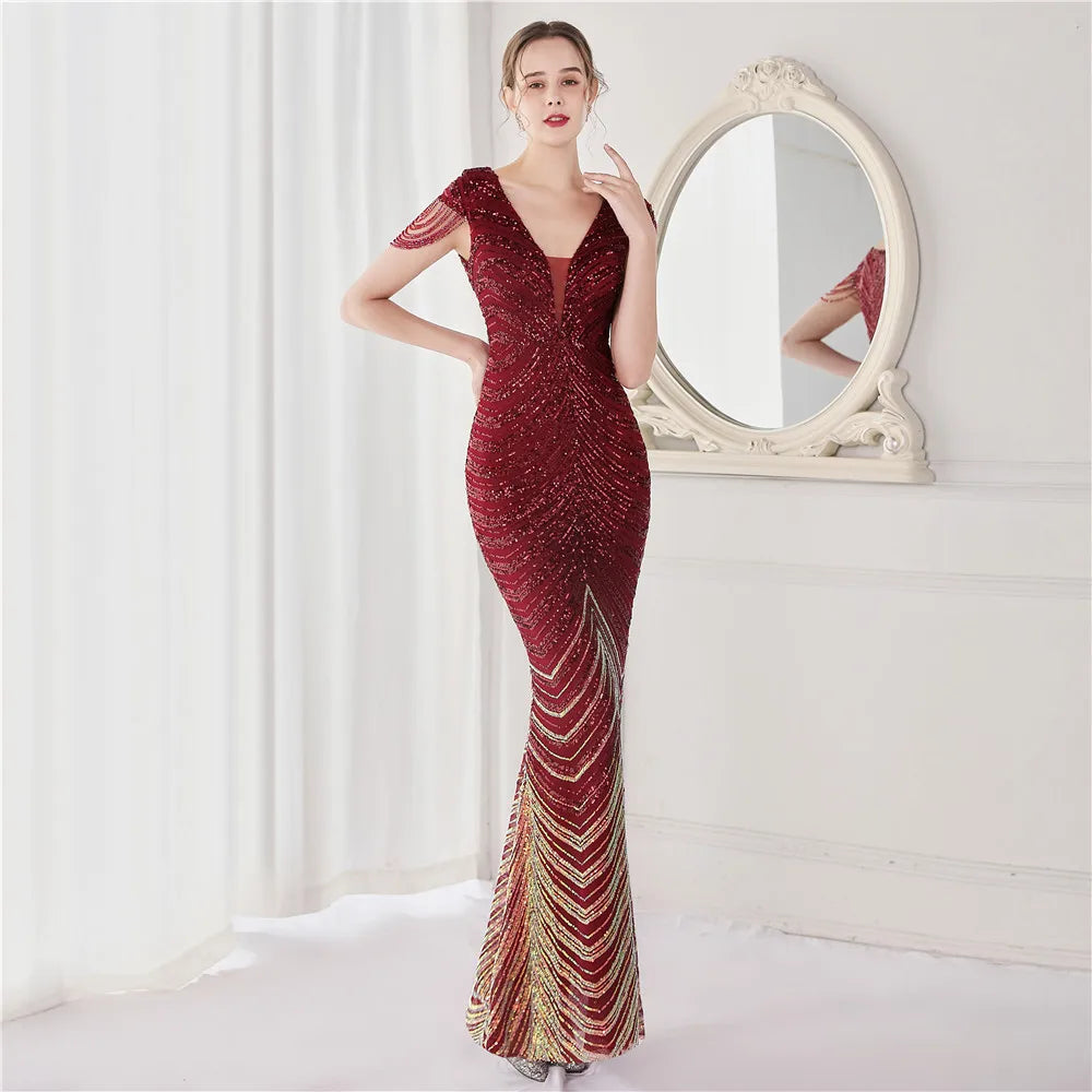 Beaded Mermaid Formal Evening Dress
