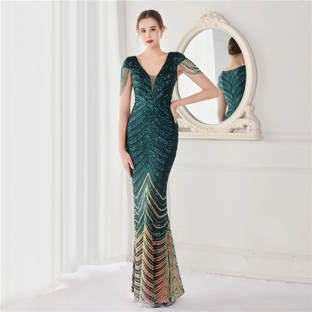 Beaded Mermaid Formal Evening Dress