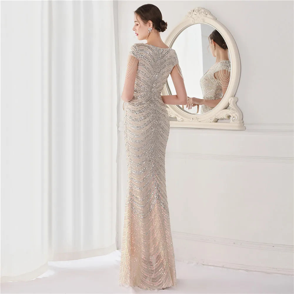 Beaded Mermaid Formal Evening Dress