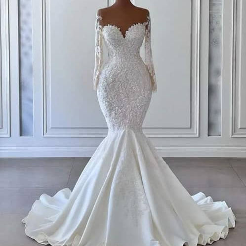 Luxury Mermaid Satin Wedding Dress