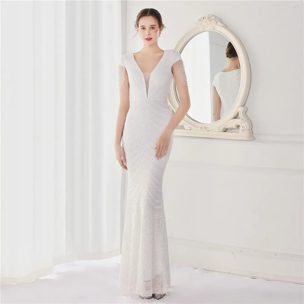 Beaded Mermaid Formal Evening Dress