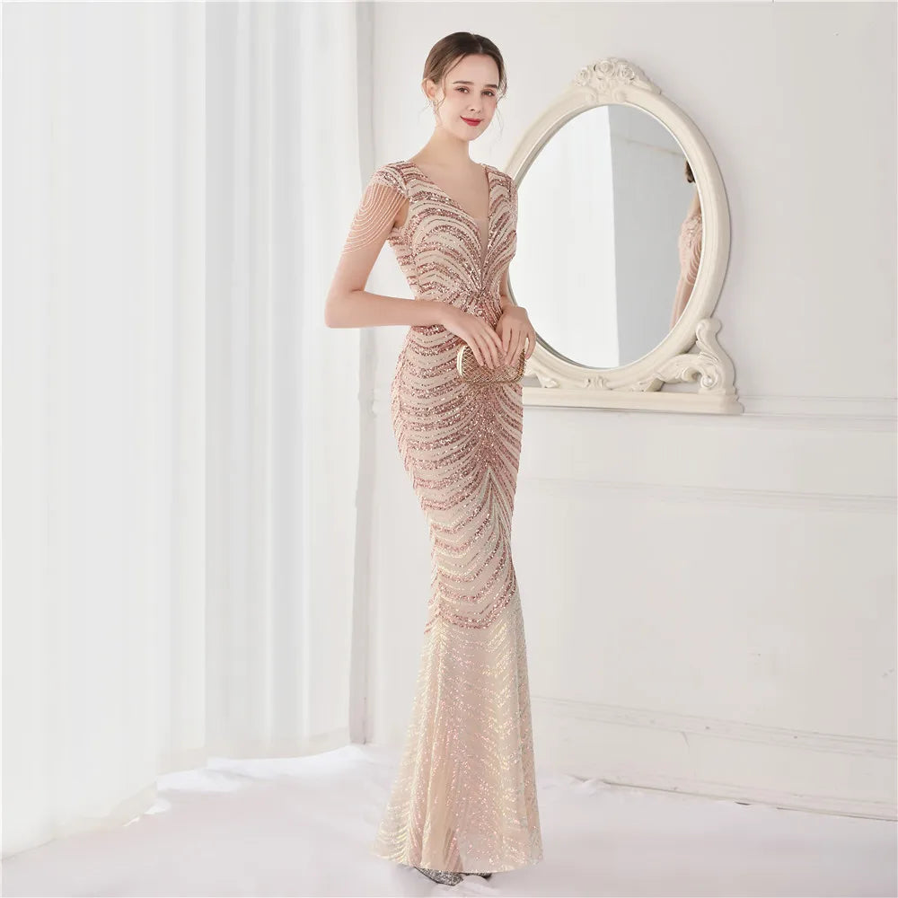 Beaded Mermaid Formal Evening Dress