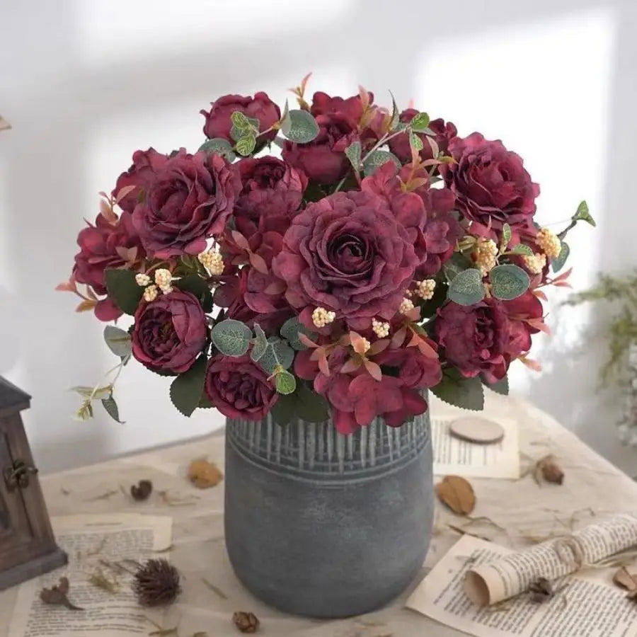 Vintage Silk Peony Bouquet