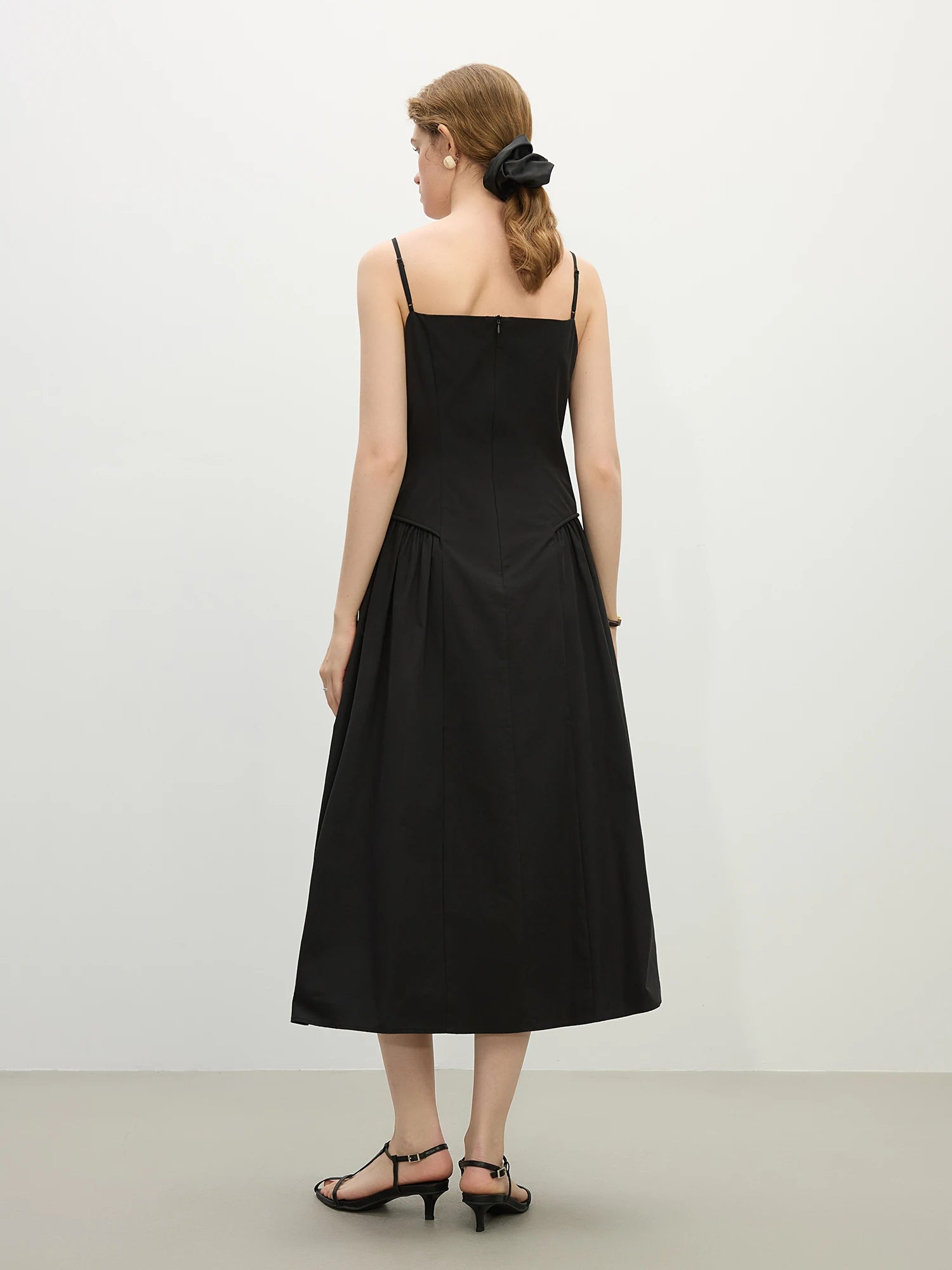 Cotton Strappy A-Line Midi Dress