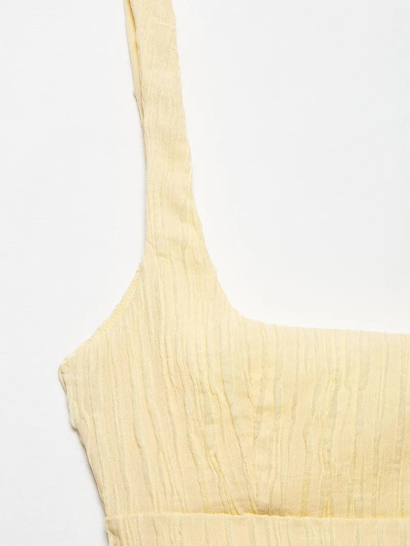 Pleated Strap Midi Summer Dress