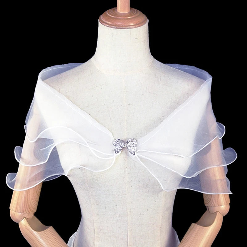 Bridal Shawl with Removable Shoulder Straps Wedding Party Dress Arm Covering Shawl Elegant Wedding Guze