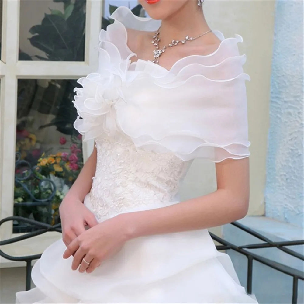 Women Casual Party Bow Rhinestones Lace Sleeve Shrug Wedding Cape Dress Cloak Bridal Shawl Banquet Summer Shawl