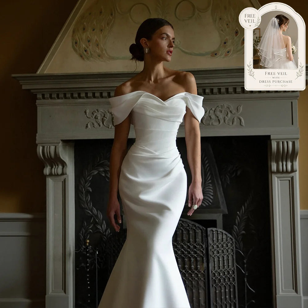 Elegant Mermaid Wedding Dresses Women Off Shoulder Satin Bridal Dress Sexy Sweetheart 2026 Wedding Party Gowns Customized