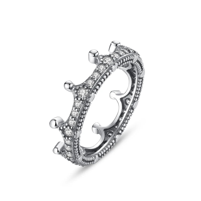 Original 925 Sterling Silver Ring Love Heart Wishbone Moon Sun Rings Crystal Rose Gold For Women Wedding Gift Luxury Jewelry