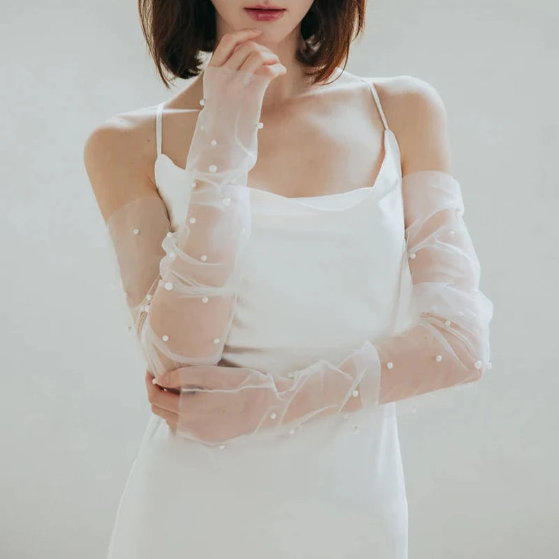 White Lace Bridal Gloves