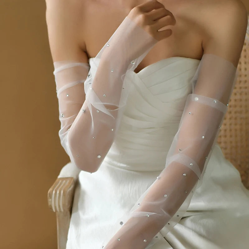 White Lace Bridal Gloves