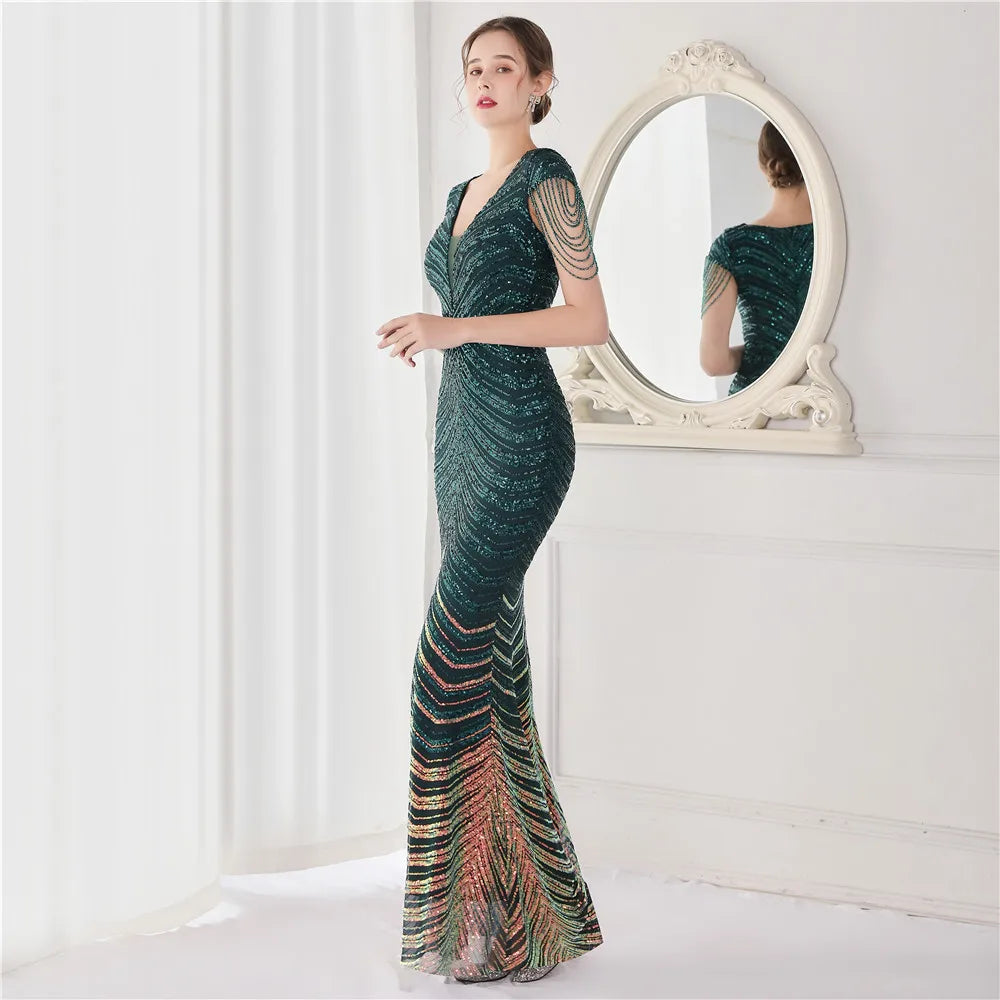 Beaded Mermaid Formal Evening Dress