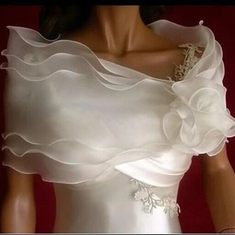 New Wedding Bolero Ruffles Short Women Bridal Cape Red White Cloak Cheap Wedding Accessories