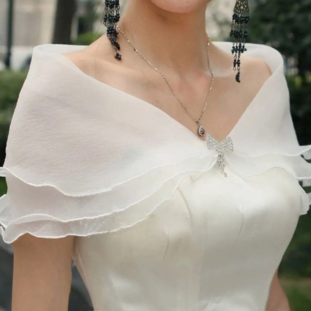Bridal Shawl with Removable Shoulder Straps Wedding Party Dress Arm Covering Shawl Elegant Wedding Guze
