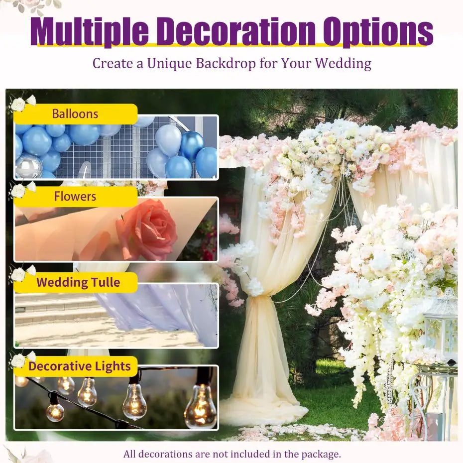 Wedding Stand 3x6m Large Wedding Arch Backdrop Frame Galvanized Iron Silver 20mm Square Tube 1m Section Shrink Connection 50x23cm Base Rustproof Weatherproof Durable for Wedding Birthday Party Decoration Outdoor Indoor Event