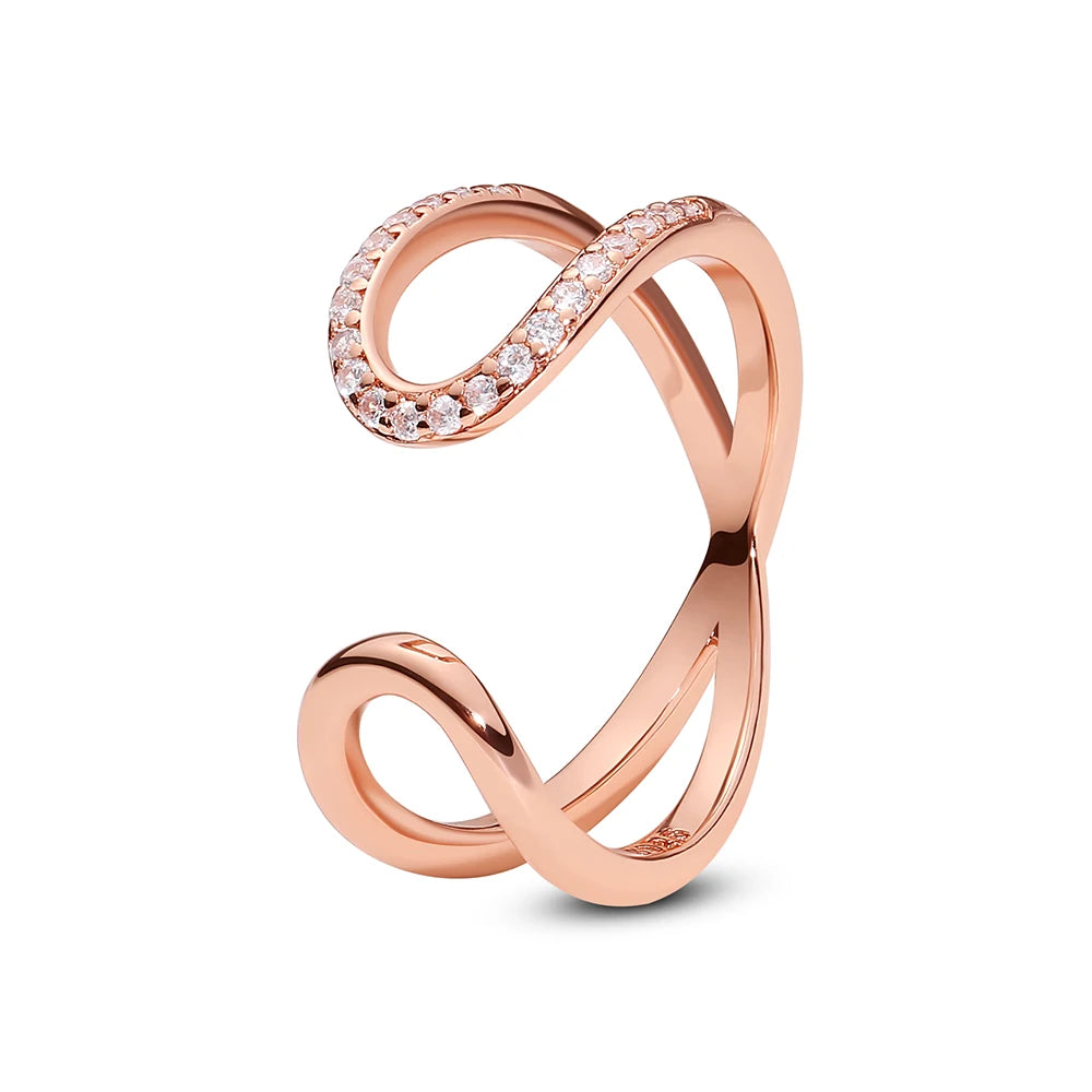925 Sterling Silver Rings For Women Original Infinity Love Heart Engagement Wedding Ring Rose Gold Crystals Luxury Jewelry Gift