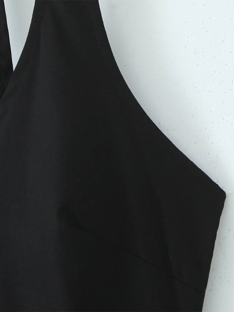 Vintage Halter Backless Midi Dress