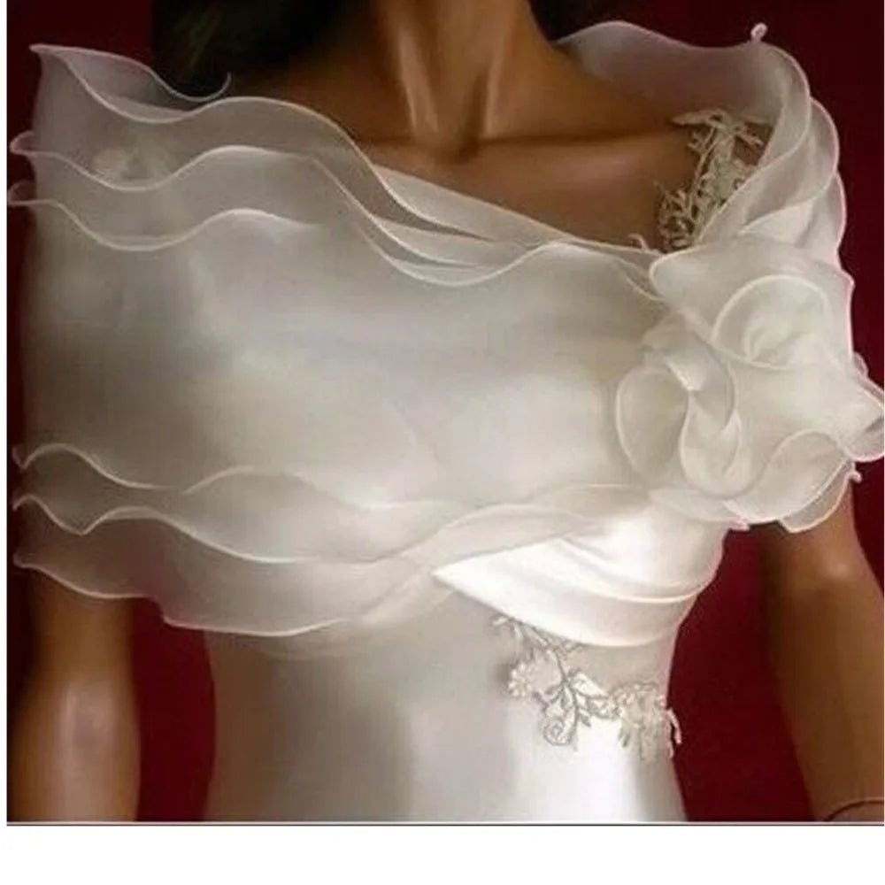 New Wedding Bolero Ruffles Short Women Bridal Cape Red White Cloak Cheap Wedding Accessories