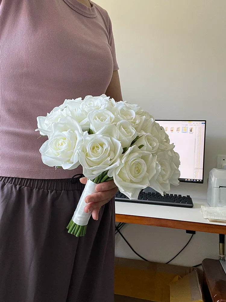 White Silk Wedding Bouquet