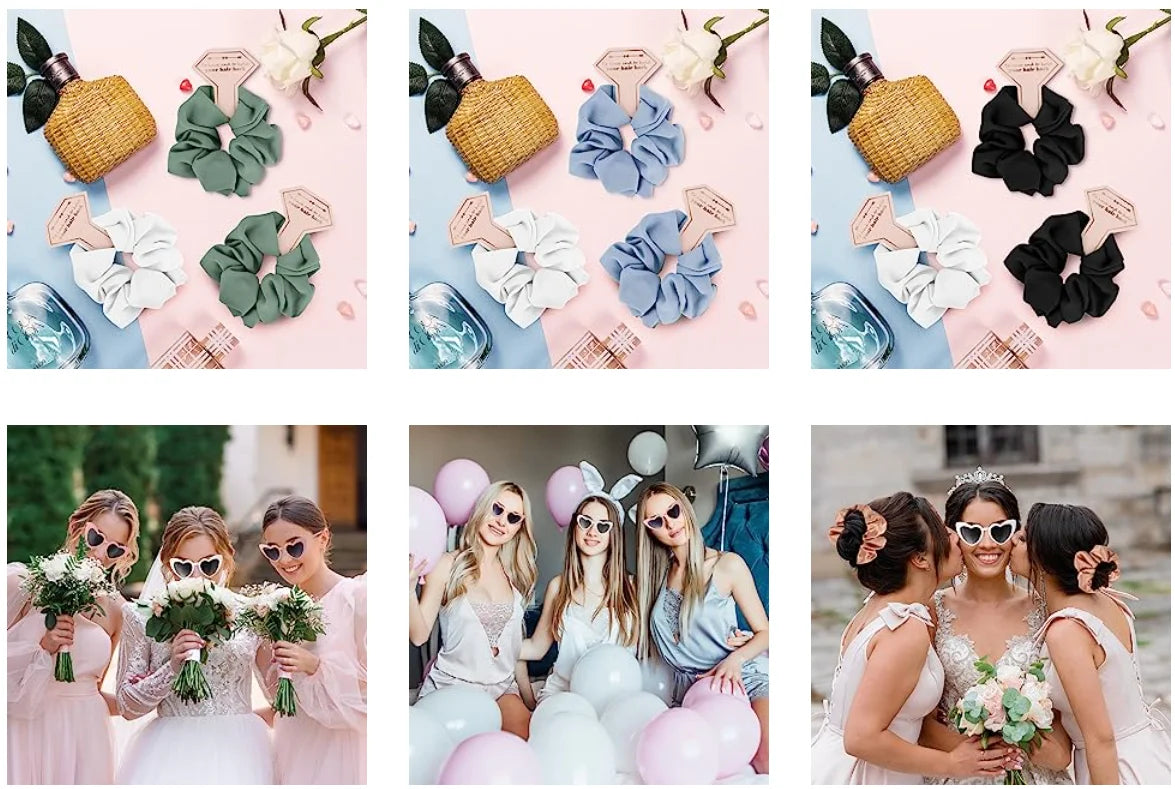 Bachelorette Party Favors Heart Sunglasses Satin Hair Scrunchies Bridesmaid Proposal Box Fillers Bridal Shower Gifts Photo Props