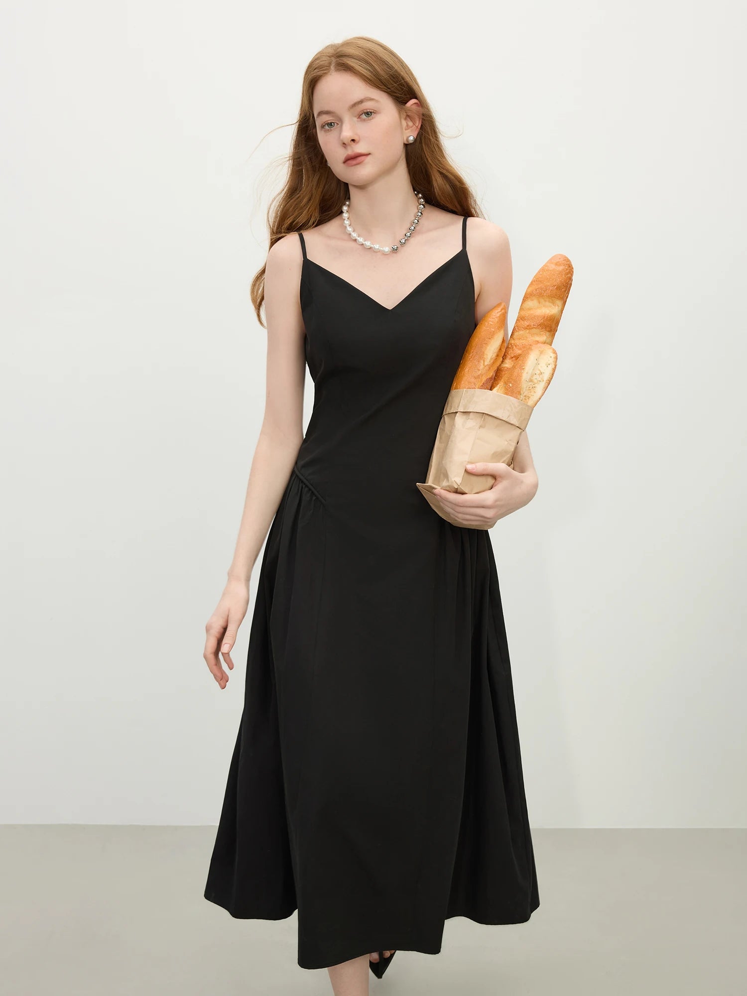 Cotton Strappy A-Line Midi Dress