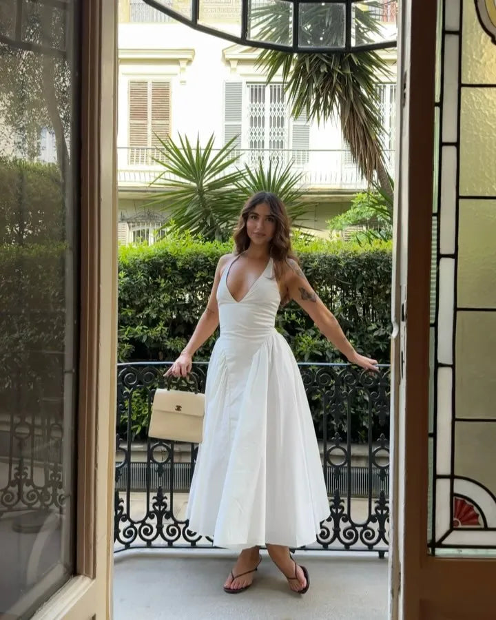 Sexy Backless Halter A-Line Dress
