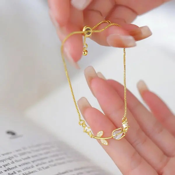 Luxury Geometric Gold Plated Zircon Bracelet for Women Versatile Adjustable Square Bracelet Christmas Party Wedding Jewelry Gift