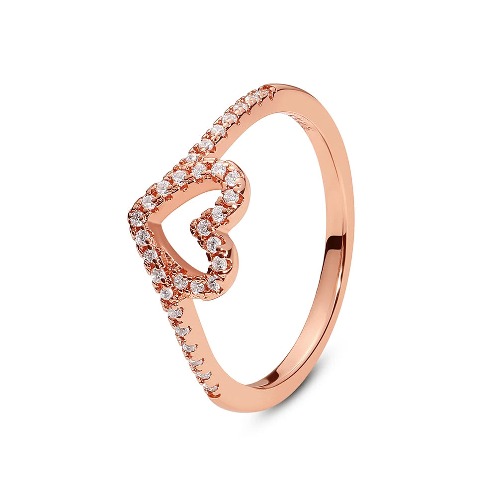 925 Sterling Silver Rings For Women Original Infinity Love Heart Engagement Wedding Ring Rose Gold Crystals Luxury Jewelry Gift