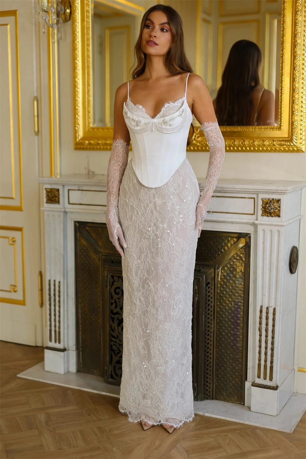 Mermaid Lace Spaghetti Strap Wedding Dress