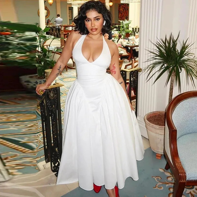 Sexy Backless Halter A-Line Dress
