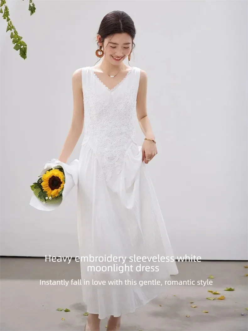 French Lace Trim A-Line Dress