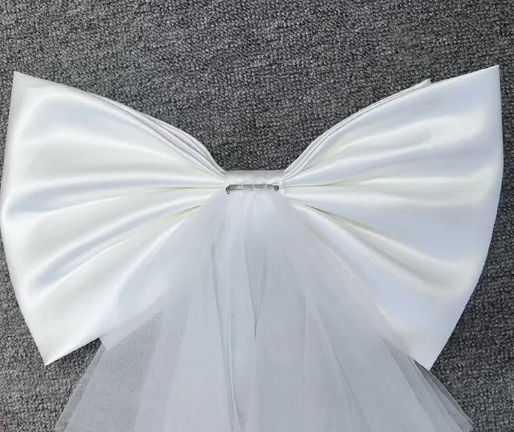 Elegant Detachable Satin Tulle Bow Wedding Dress Decorations Women's Dress Bridal Belt Big Satin Bow knots Accessories