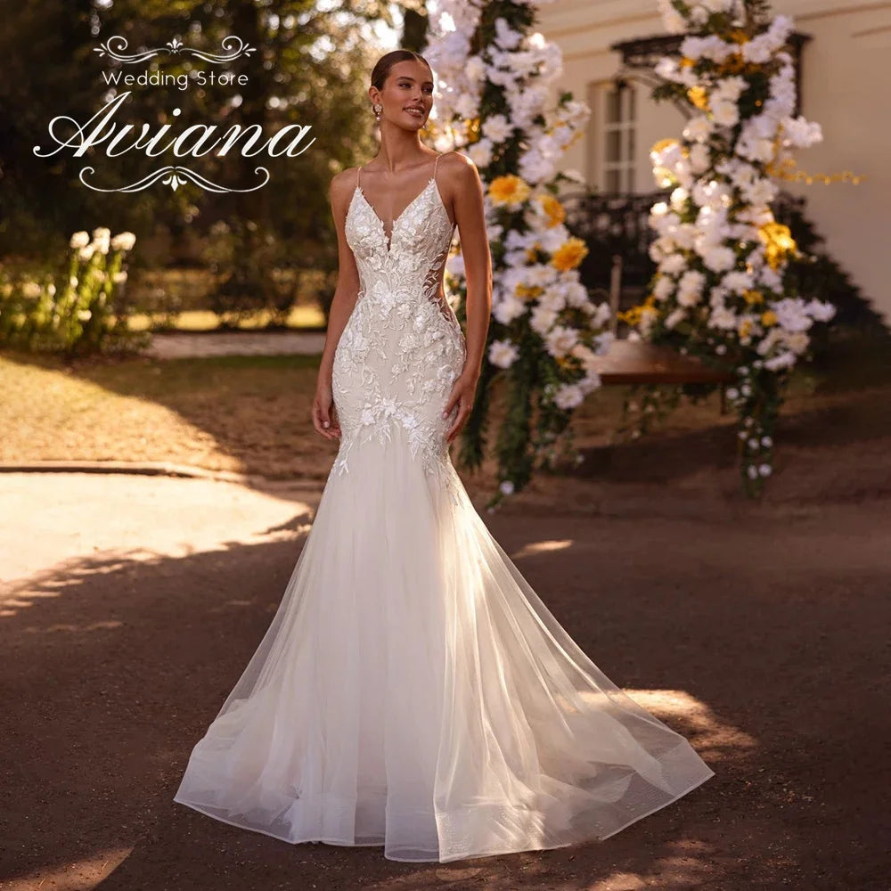 Spaghetti Strap Mermaid Wedding Dress