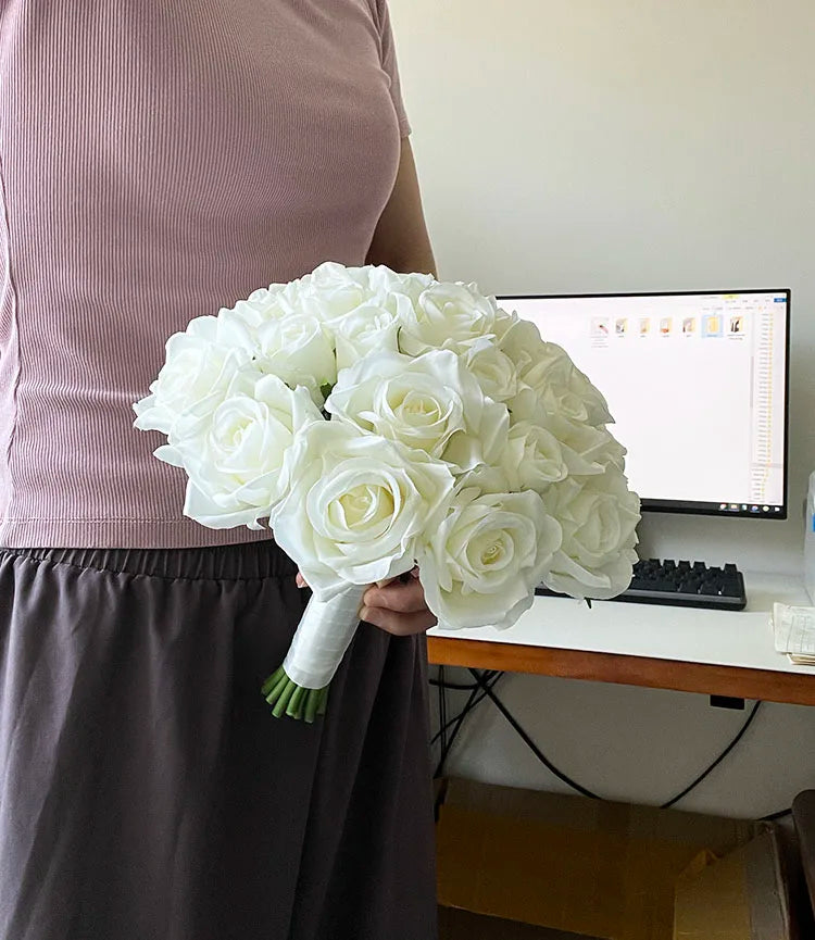 White Silk Wedding Bouquet