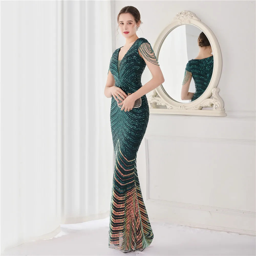 Beaded Mermaid Formal Evening Dress