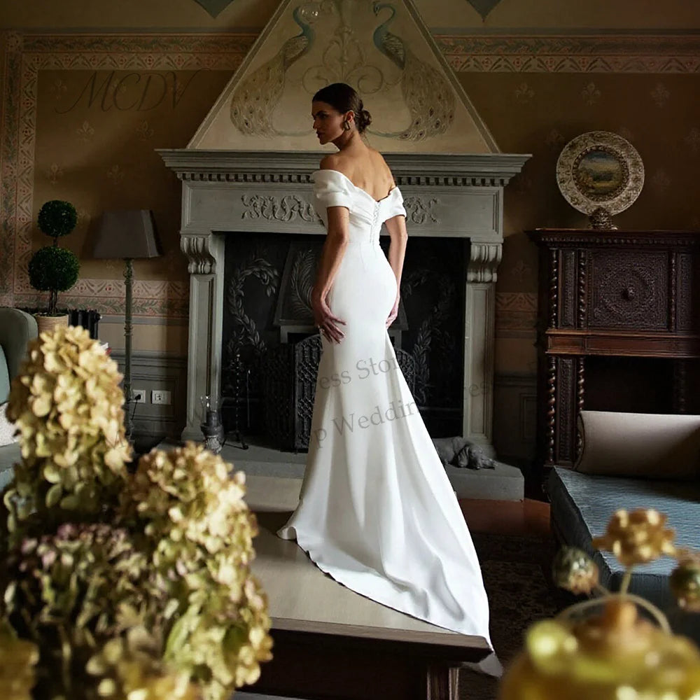 Elegant Mermaid Wedding Dresses Women Off Shoulder Satin Bridal Dress Sexy Sweetheart 2026 Wedding Party Gowns Customized