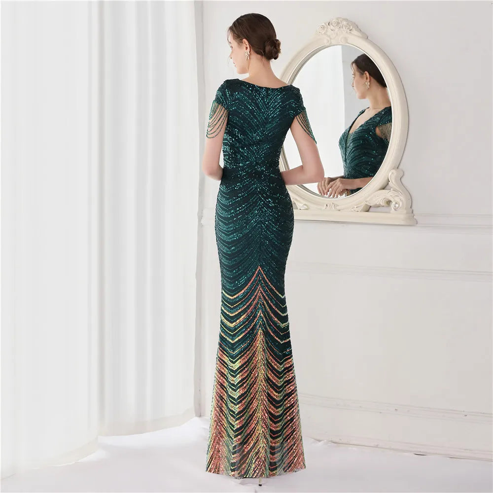 Beaded Mermaid Formal Evening Dress