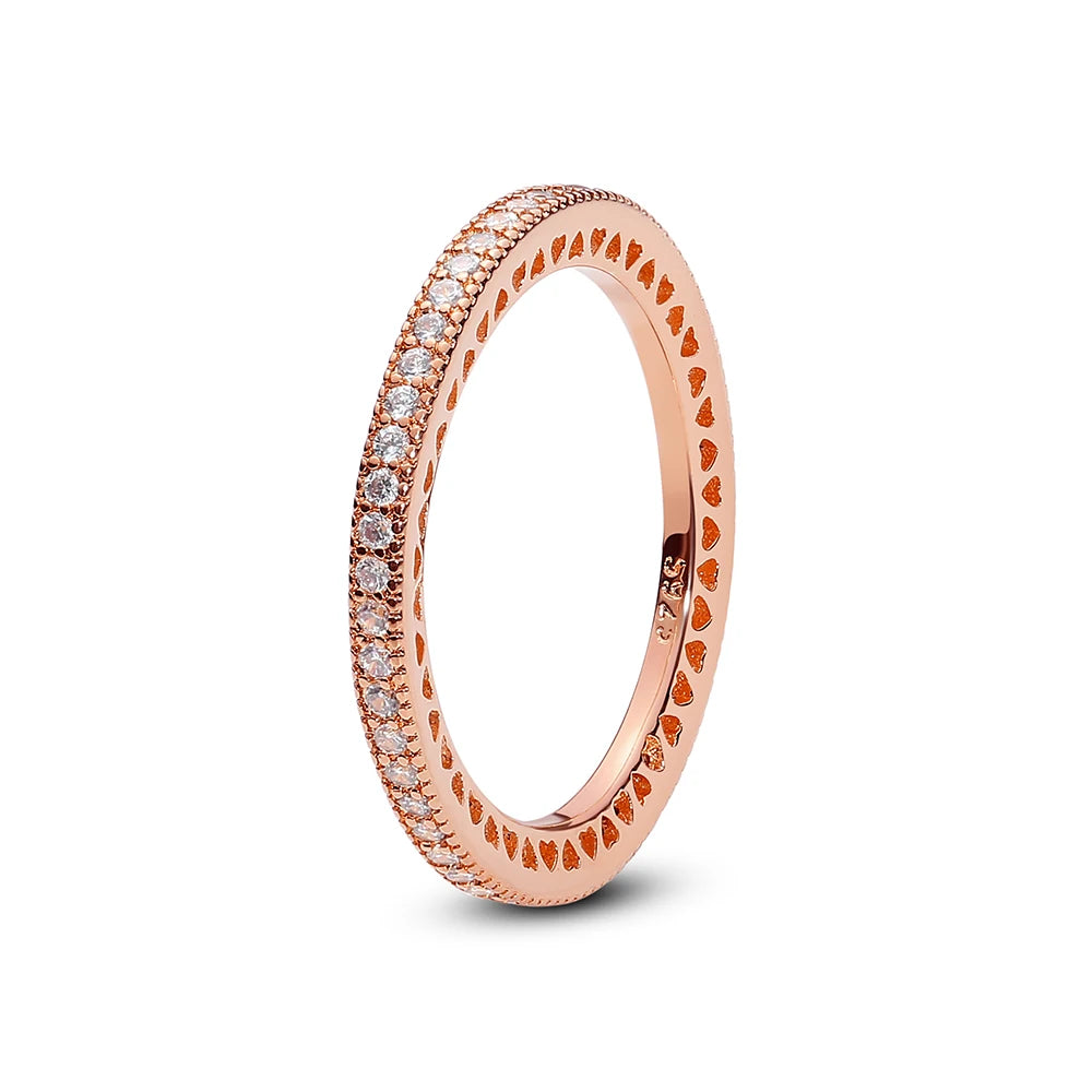 925 Sterling Silver Rings For Women Original Infinity Love Heart Engagement Wedding Ring Rose Gold Crystals Luxury Jewelry Gift