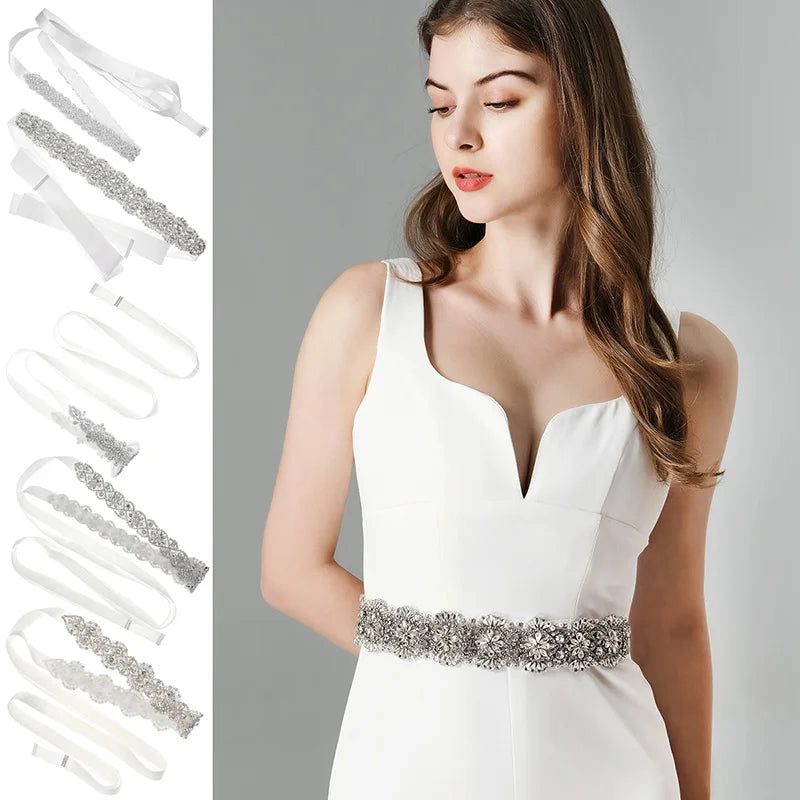 Crystal Wedding Belts Rhinestone Bridal Belt for Wedding Dress Fashion Party Prom Dress Belt Strass Bride Sash Bridesmaid Gift