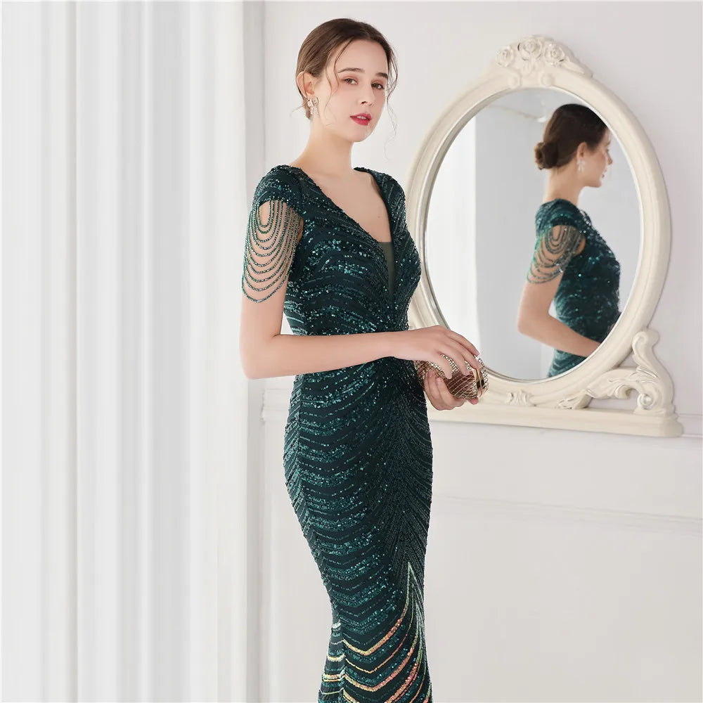 Beaded Mermaid Formal Evening Dress