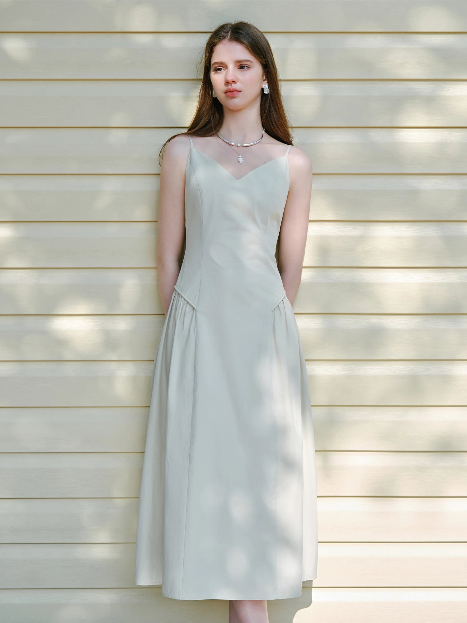 Cotton Strappy A-Line Midi Dress