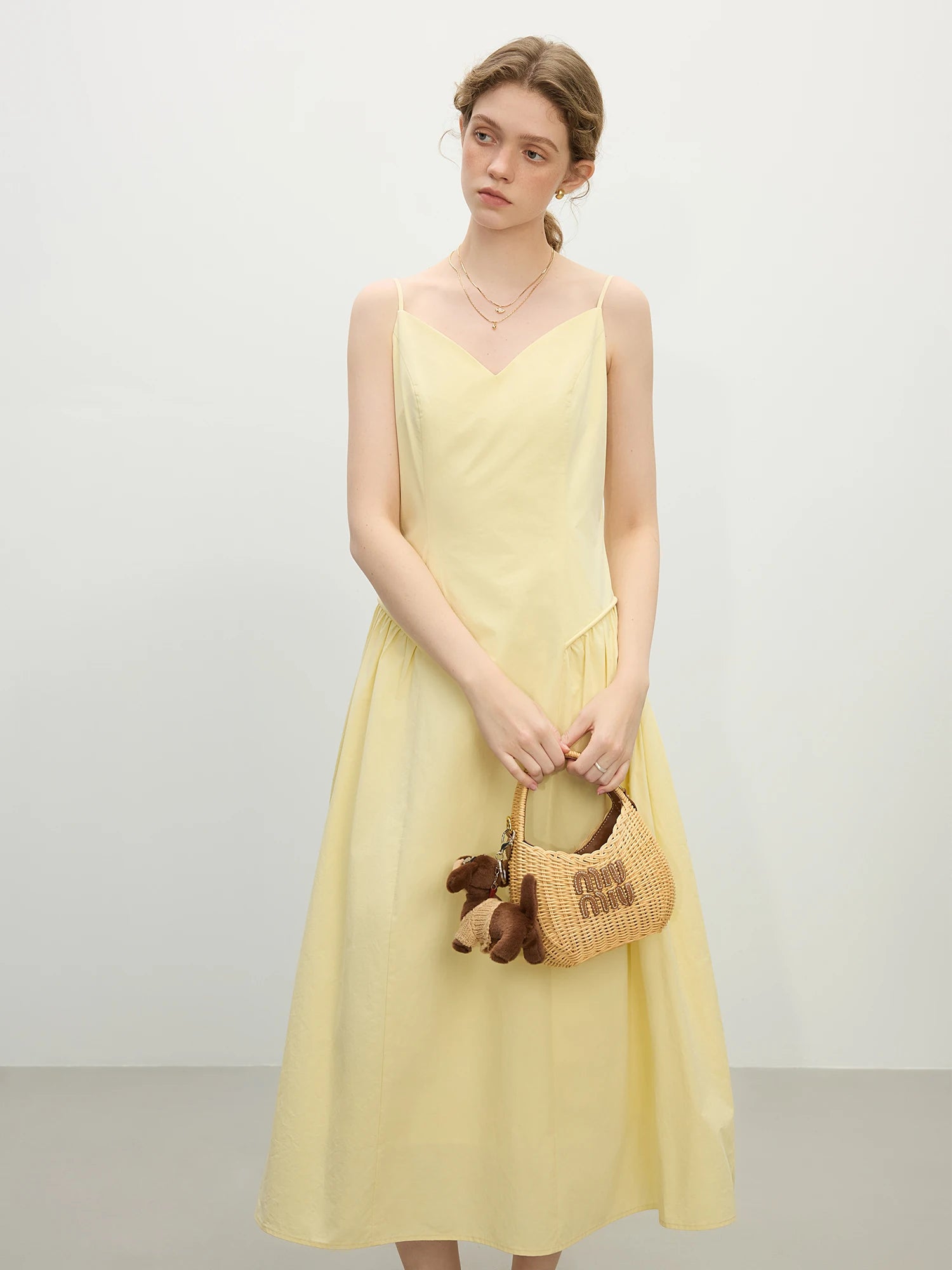 Cotton Strappy A-Line Midi Dress