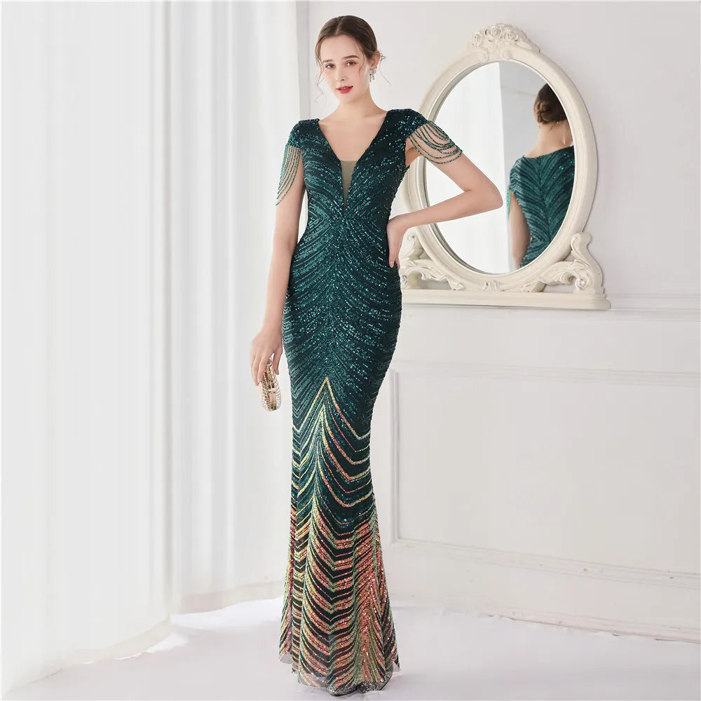 Beaded Mermaid Formal Evening Dress